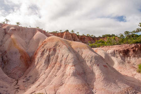 The Red Cliffs Between Trancoso, Taipe Beach and Pitinga Beach in Arraial dâAujad, Bahia, Brazilの写真素材