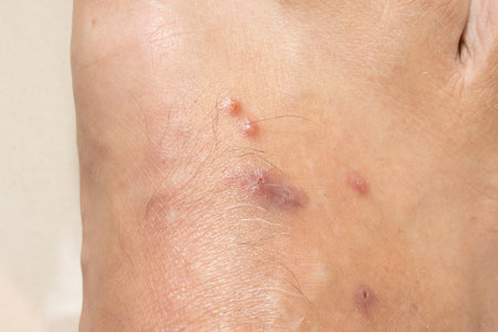 Mosquitos Bites that appear to be slightly infected from scratchingの写真素材