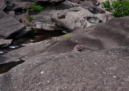 The Black Rocks Formations at Vale da lua or Valley of the Moon in Chapada dos Veadeiros,  Alto Paraiso de Goias, Brazilの写真素材