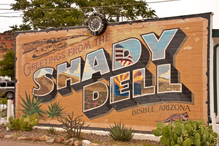Bisbee, Arizona, July 31 2010 Entrance to the Shady Dell RV Park in Bisbeeのeditorial素材