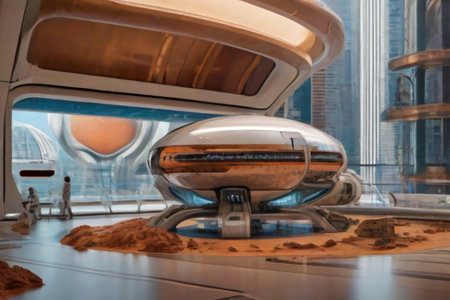 Futuristic home or dwelling that can be used on another planet such as Marsの素材