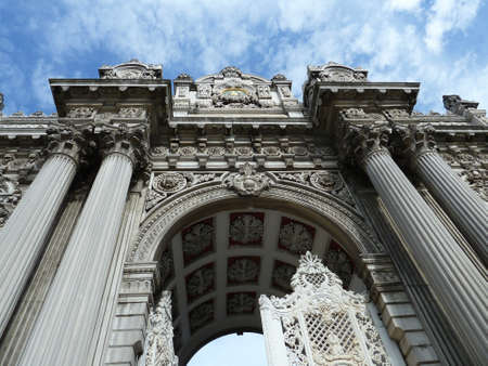 Perspectives of the dolmabahce palace entrance in istabnul in turkeyの写真素材