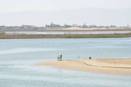 View from a boat around the "cabo de tortosa," the point where the ebro river meets with the mediteraneanの写真素材