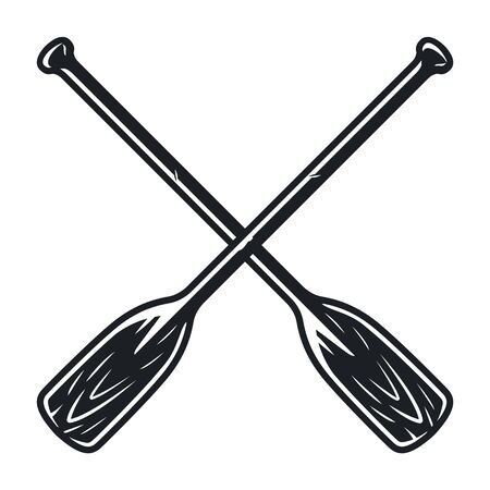 Monochrome vector wooden paddle for rowing