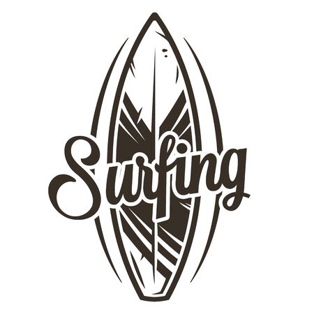 Surfboard ornament monochrome graphic surfing hawaii boardのイラスト素材