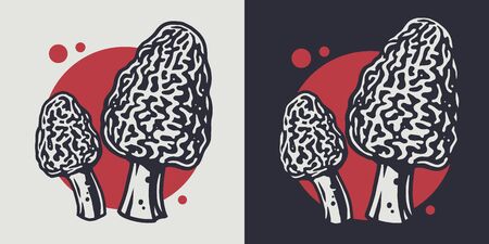 Autumn forest truffle mushroom picking, vegan menuのイラスト素材