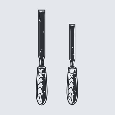 Wood carver, chisel for carpentry, carving toolのイラスト素材