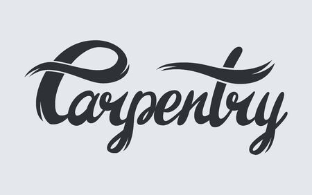Carpentry lettering art, wood logotype or emblemのイラスト素材