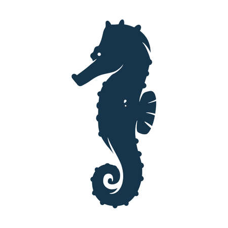 Vintage monochrome seahorse marine ocean elementのイラスト素材