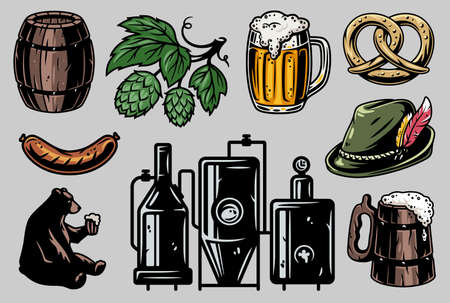 Set of elements for octoberfest beer festivalのイラスト素材