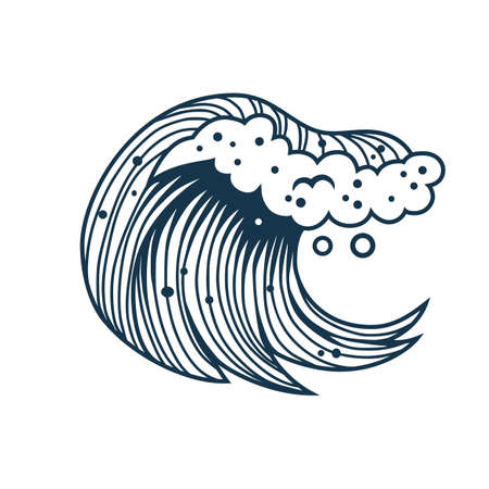 Sea wave with foam for marine nautical designのイラスト素材