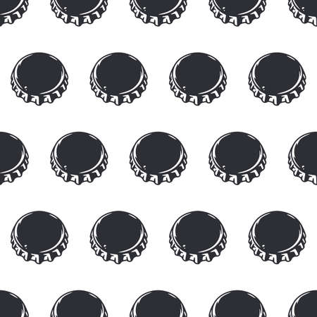 Seamless pattern with metal cork and beer capのイラスト素材