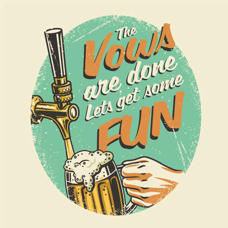 T-shirt colored print with beer mug with foamのイラスト素材