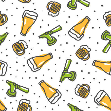 Pattern of beer tap and mug with foam for designのイラスト素材