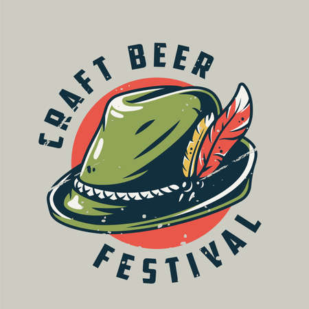 T-shirt print or emblem with bavarian hat for festのイラスト素材