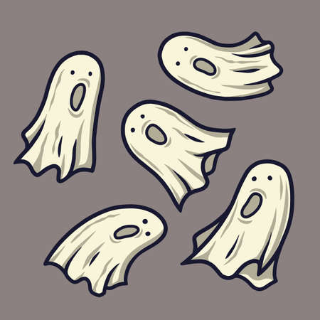 Set of horrible ghost for halloween holiday design