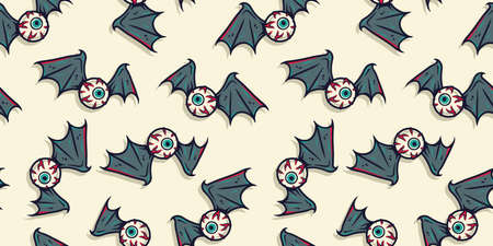 Halloween pattern with bones, eyeball and wingsのイラスト素材