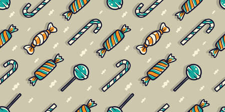 Holiday pattern wallpaper with sweets and candy
