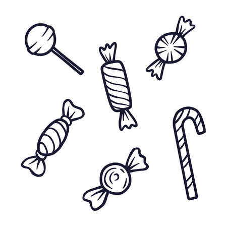 Sweets and candy illustrations for holiday designのイラスト素材