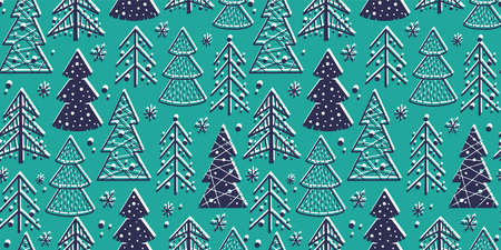 Pattern wallpaper with christmas spruce new year