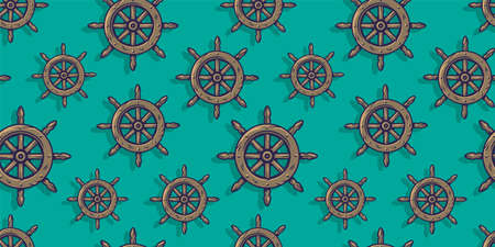 Pattern wallpaper with old ocean nautical helm
