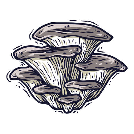 Autumn forest oyster mushroom picking vegan menuのイラスト素材