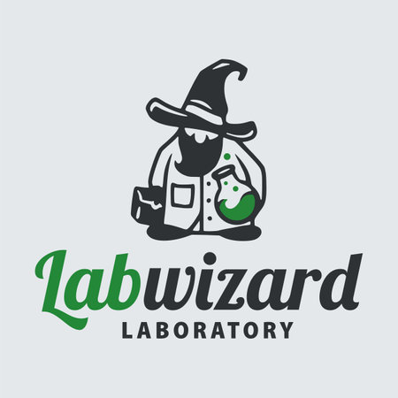 Scientist wizard man in labcoat with a test tubeのイラスト素材