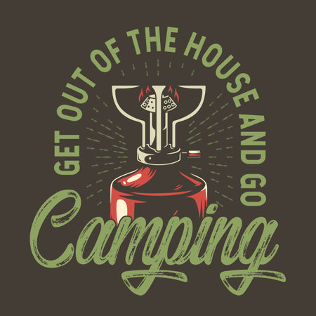 Camp gas burner for camping and outdoor travel expedition or t-shirt printのイラスト素材
