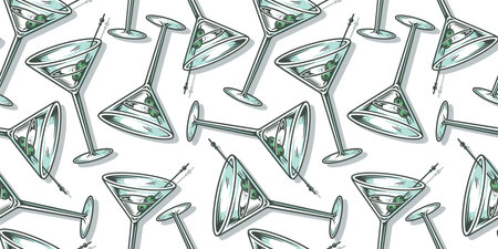 Seamless pattern wallpaper of cocktail with martini for bar alcohol menu designのイラスト素材