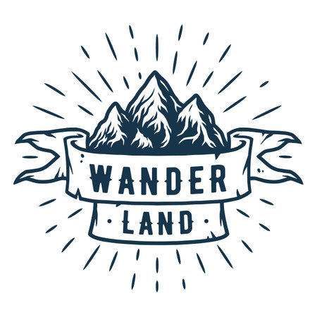 Mountain rock emblem for camping outdoor tripのイラスト素材