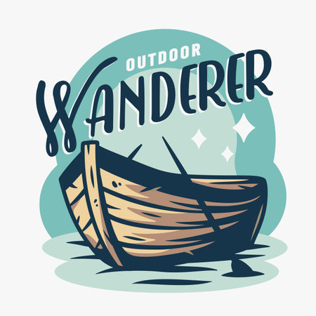 Marine boat on the waves. Wanderlust and adventureのイラスト素材