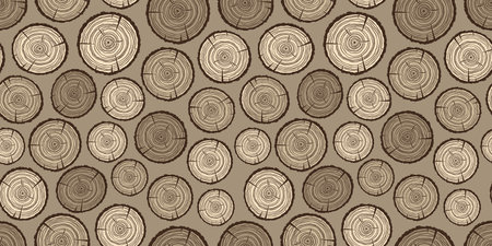 Seamless pattern. Wood slice rings. Lumber logのイラスト素材