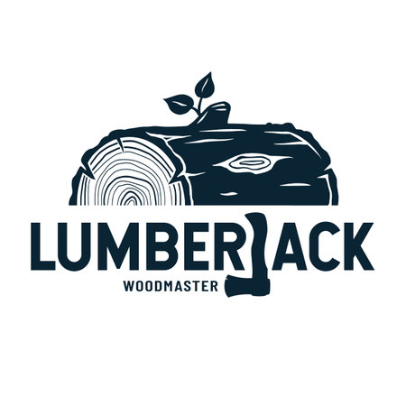 Emblem of lumber wood with axe lumberjackのイラスト素材