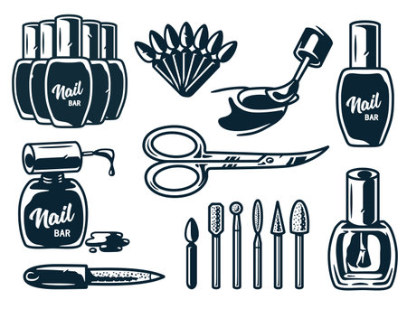 Set of manicure tools for nail bar or beauty salonのイラスト素材