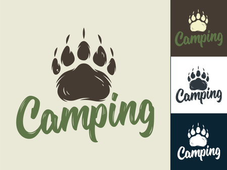 Set of bear footprint for camping outdoor tripのイラスト素材
