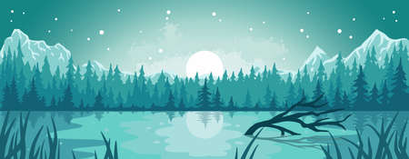 Landscape outdoor wild nature lake or wanderlustのイラスト素材