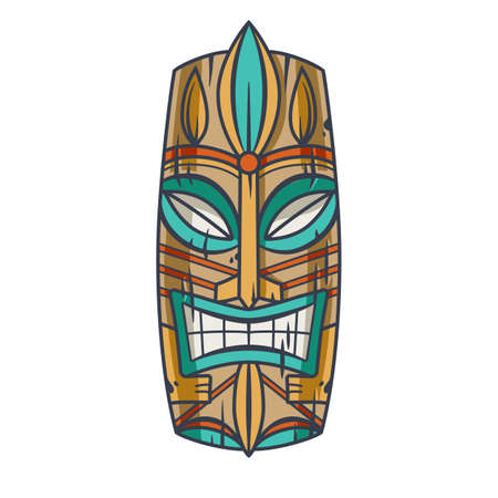 Trendy hawaii tiki mask or face idol. Ethnic totemのイラスト素材