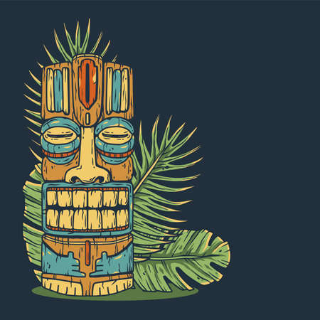 Design of hawaii tiki mask or idol. Ethnic totemのイラスト素材