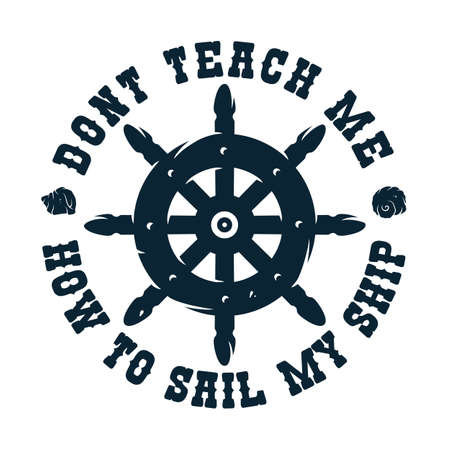 Helm for sea print. Marine nautical wheel, rudderのイラスト素材