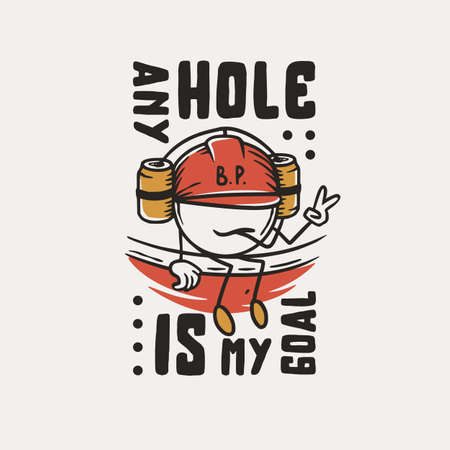 Beer pong game. T-shirt print with beer pong ball man sits on the cup with beer helmet. Alcohol sport design for bar with throw and drink, boozeのイラスト素材