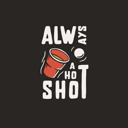 Beer pong game. T-shirt print with beer cup and flying ball for design competition or tournament in bar. Alcohol sport with throw and drink. College challenge with boozeのイラスト素材