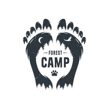 Camping or hiking boots footprint for travel printのイラスト素材