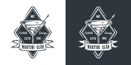 Martini cocktail with olives for drink barのイラスト素材