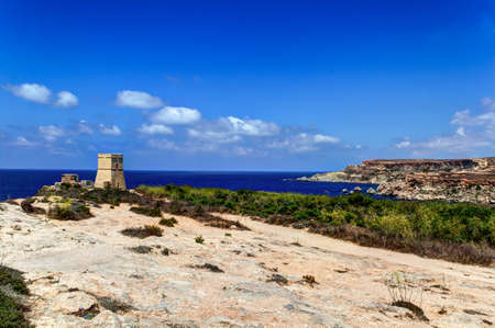 Tower building on the cliffの写真素材