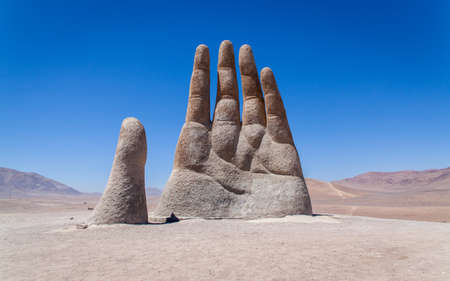 The hand of the desert in the desert of Atacama in Chileの写真素材