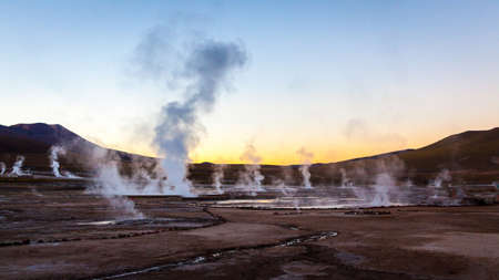 Tatio Geysers, Atacama Desert, San Pedro de Atacama, Chileの写真素材