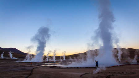 Tatio Geysers, Atacama Desert, San Pedro de Atacama, Chileの写真素材
