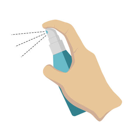 Flat design vector of Right hand press the spray bottle.のイラスト素材