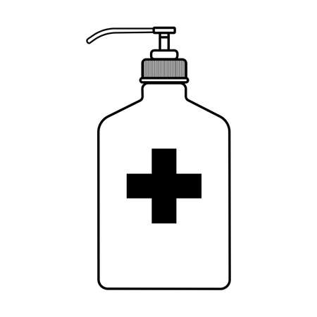 hygienic and sanitation bottle Line art. Flat design bottle vector icon.のイラスト素材