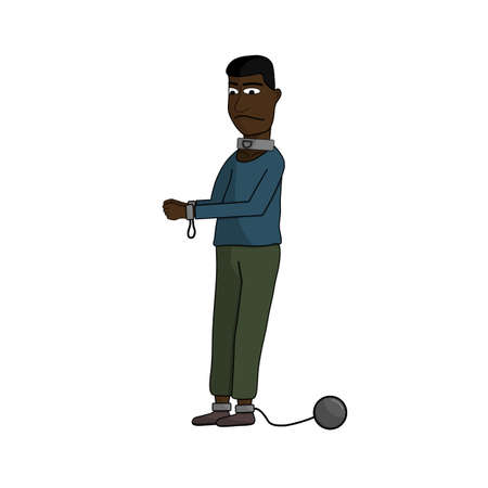 illustration of black men were handcuffed and fetters. Slave trade. Human trafficking. flat design vector.のイラスト素材